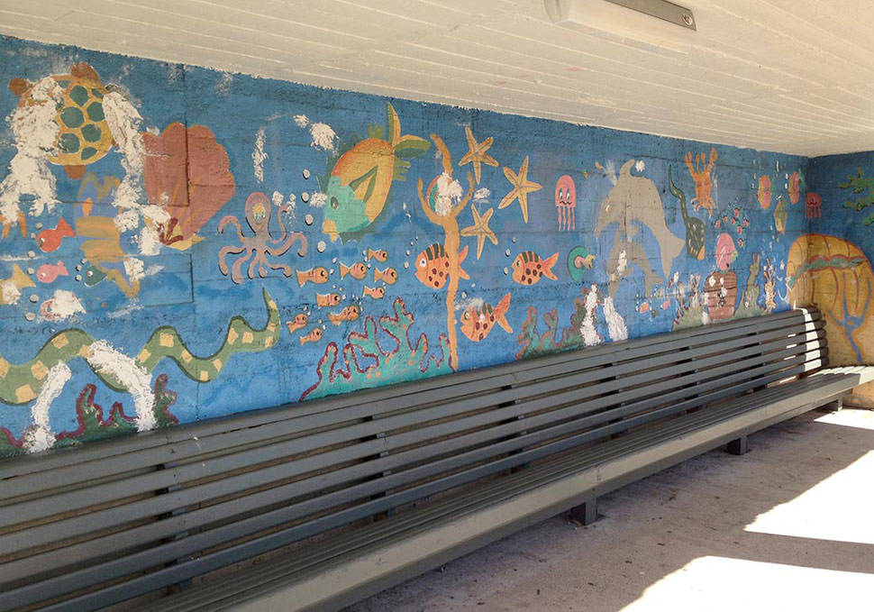 Before painting mural, bus stop at Newmarket