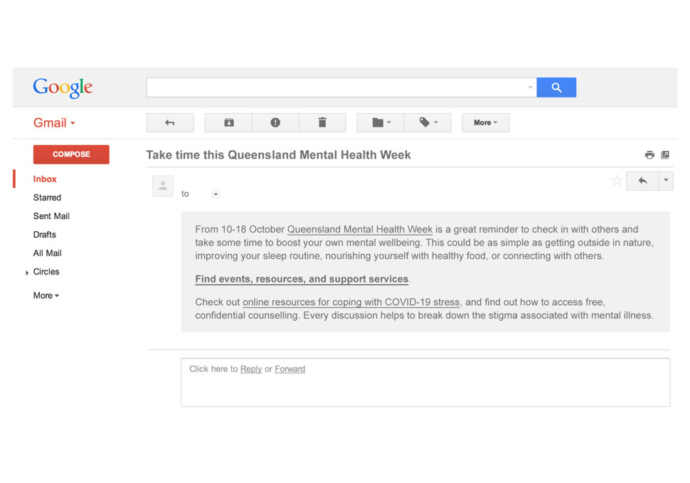 Communication, Mental Health Week email message