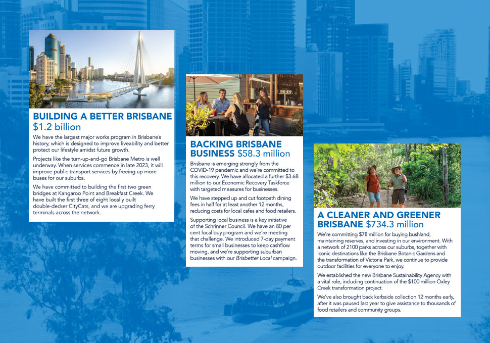 Graphic design, Excerpt from Brisbane City Council Budget 2021 newsletter by Maya Walker