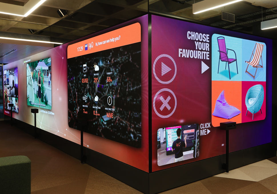 Graphic design, QUT HiQ Gardens Point LED wall with digital content by Maya Walker