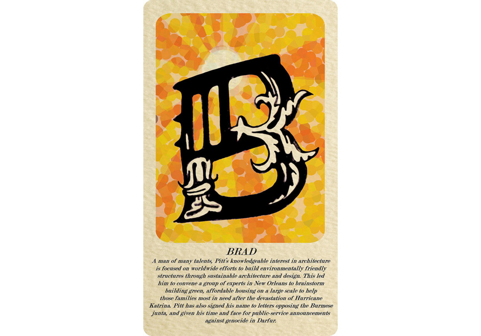 Graphic design, front of solace card featuring Brad design by Maya Walker