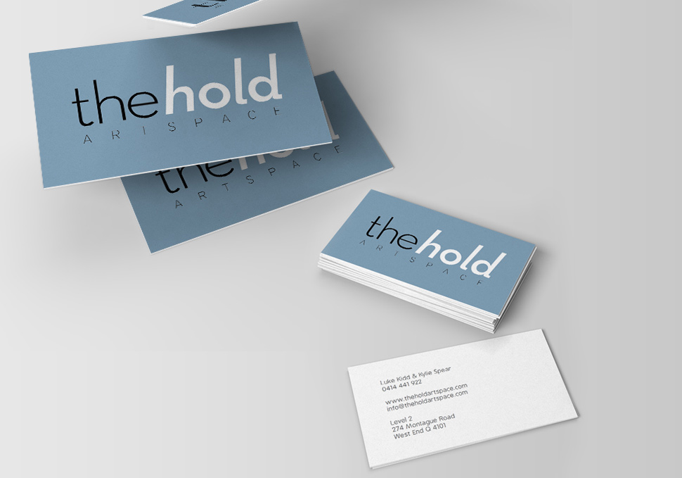 Graphic design, The Hold Artspace business cards by Maya Walker