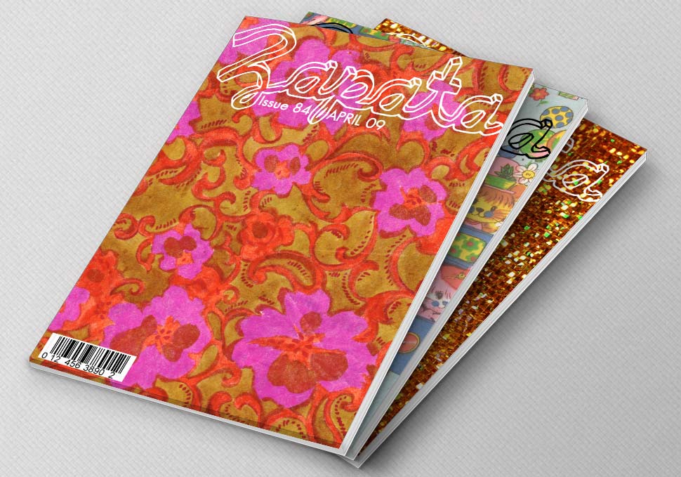 Graphic design, stack of 3 Zapata print magazines featuring alternate covers by Maya Walker