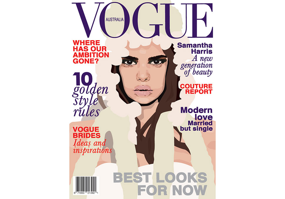 Graphic design, vector illustration of Vogue June 2010 cover by Maya Walker